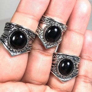 Black Onyx Sterling Silver Chunky Ring